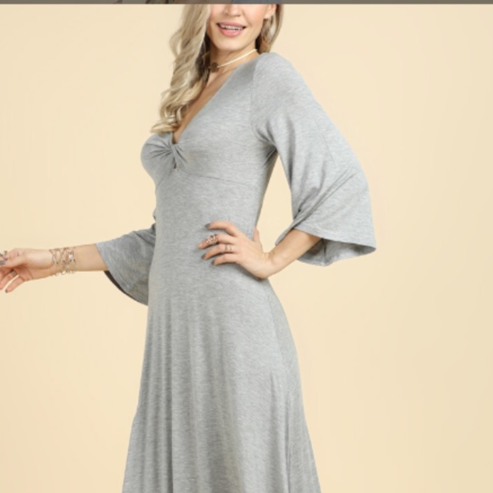 Heather Grey Knot-Detail Maxi, Elbow Sleeve - Picture 4 of 7